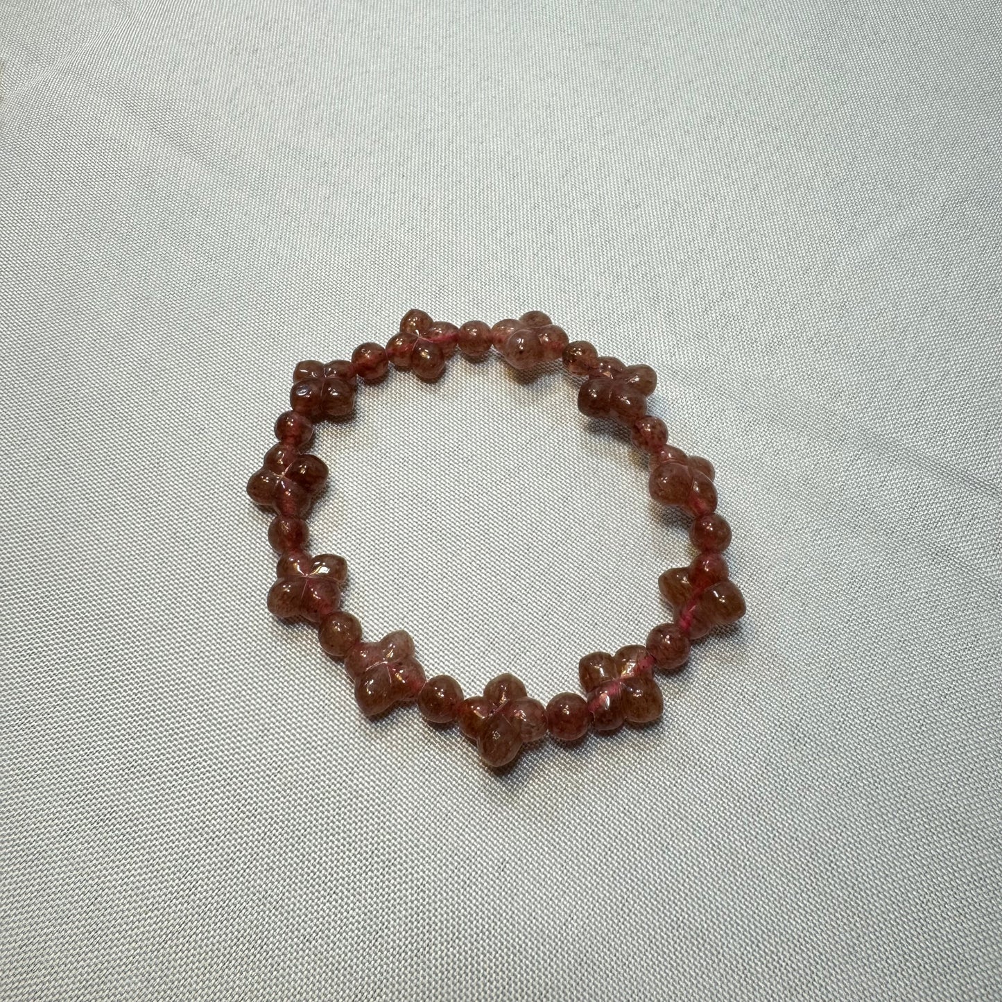 Strawberry Quartz (Flower Cut) Stretch Bracelet