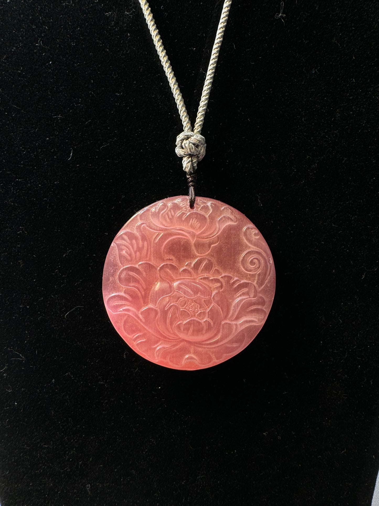 Strawberry Quartz Lotus Flower Necklace