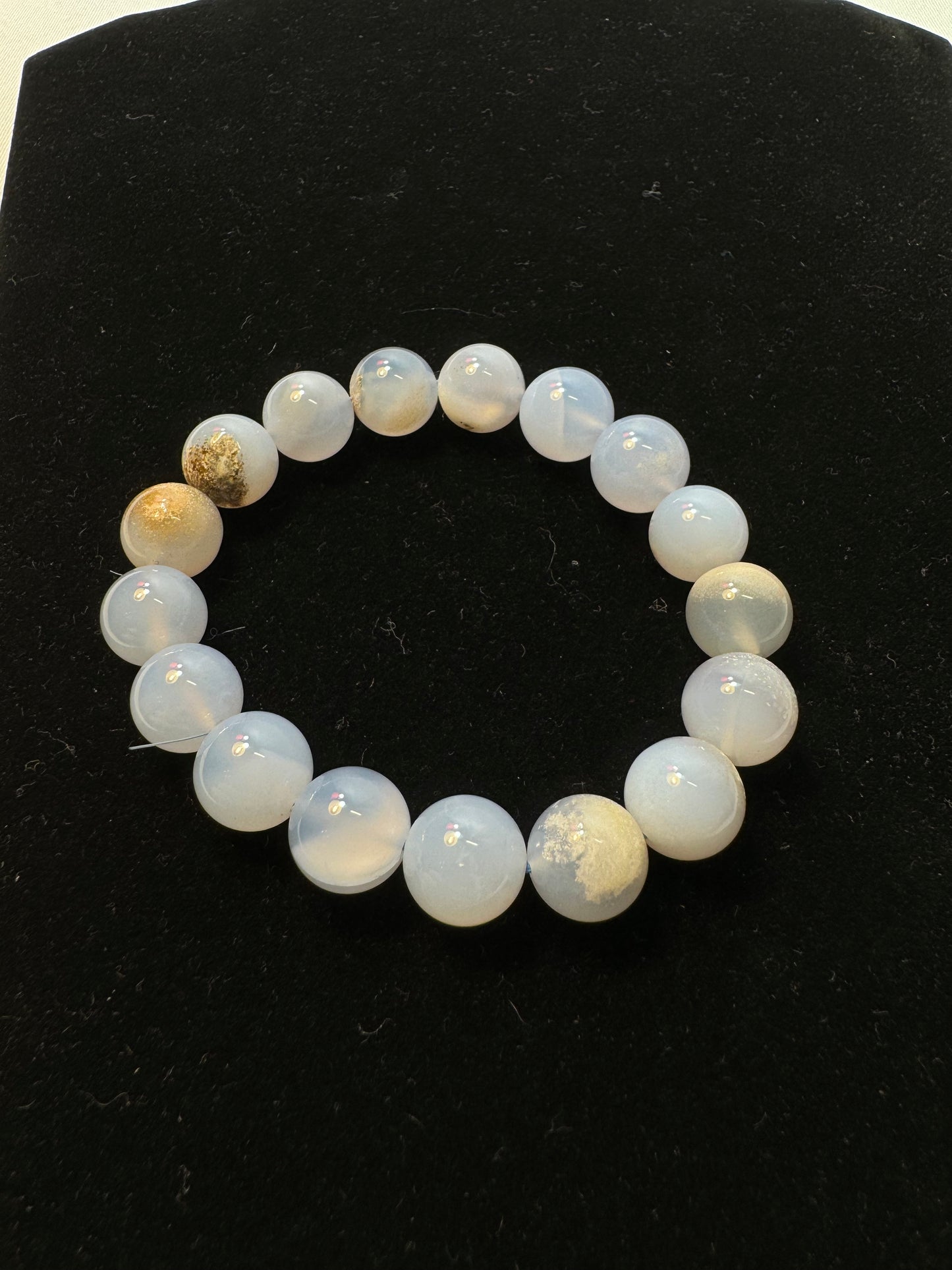 White Agate Beaded Stretch Bracelet
