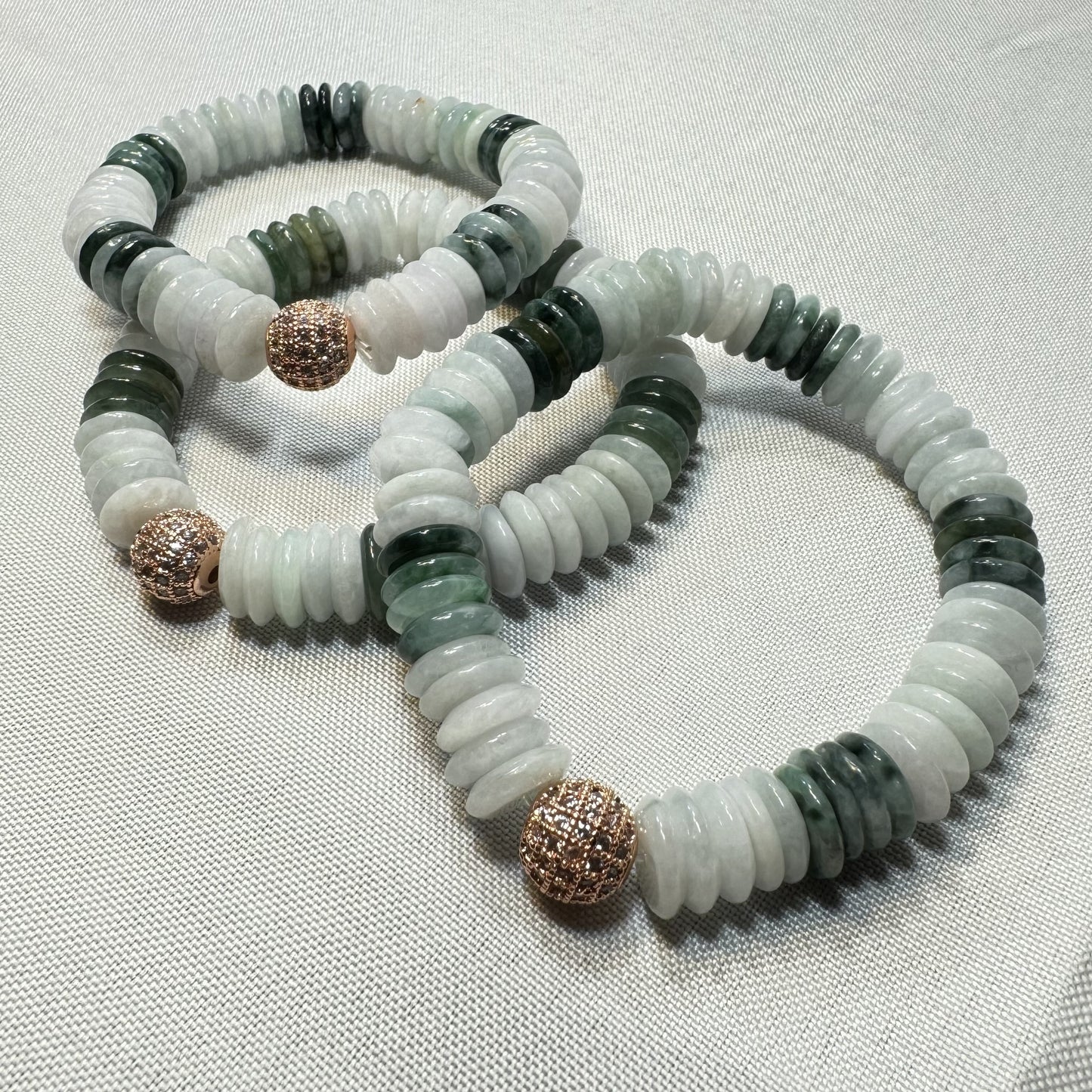 Jadeite Jade Stretch Bracelet With Gold Accent Bead