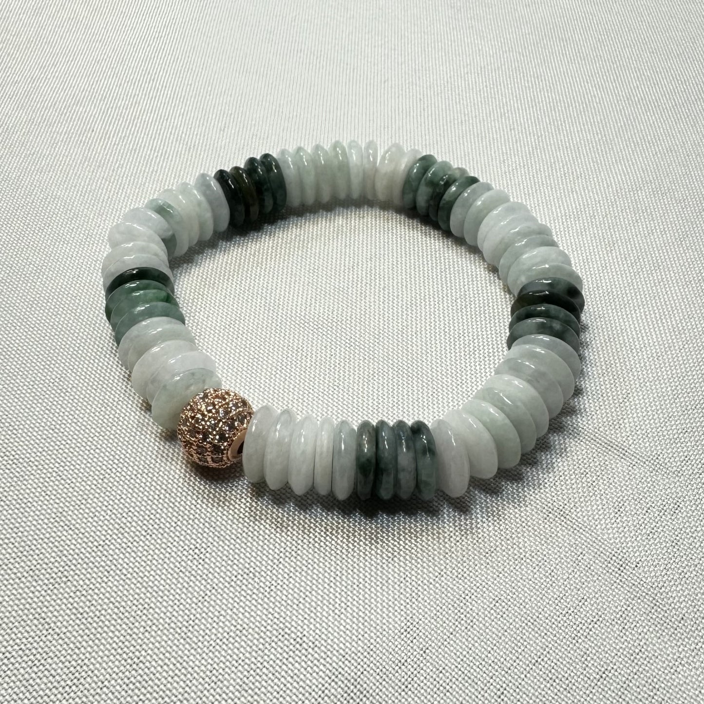 Jadeite Jade Stretch Bracelet With Gold Accent Bead