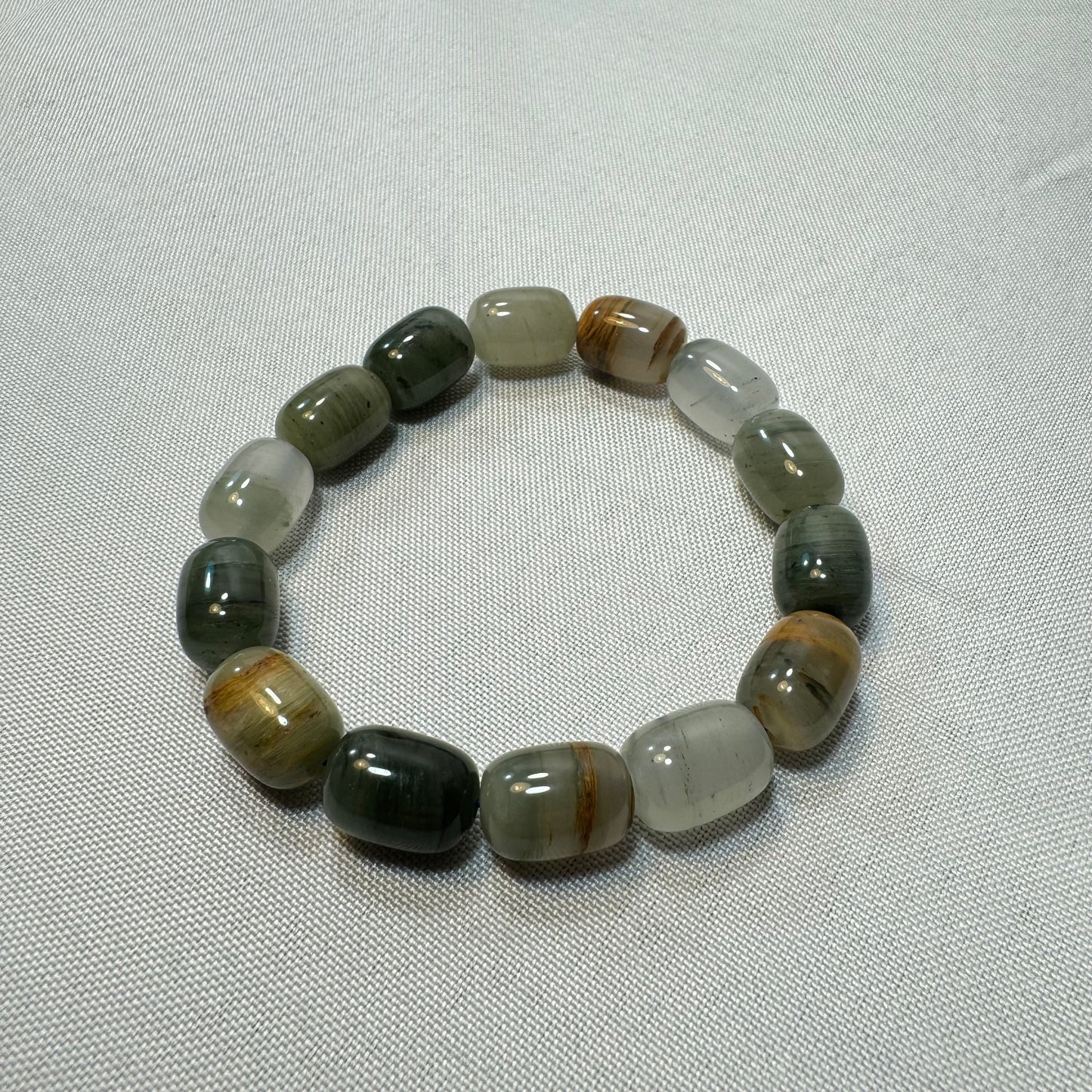 Multi Colored Agate (Barrel Cut) Stretch Bracelet