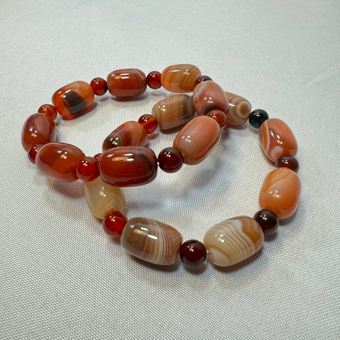 Carnelian (Barrel Cut) Stretch Bracelet