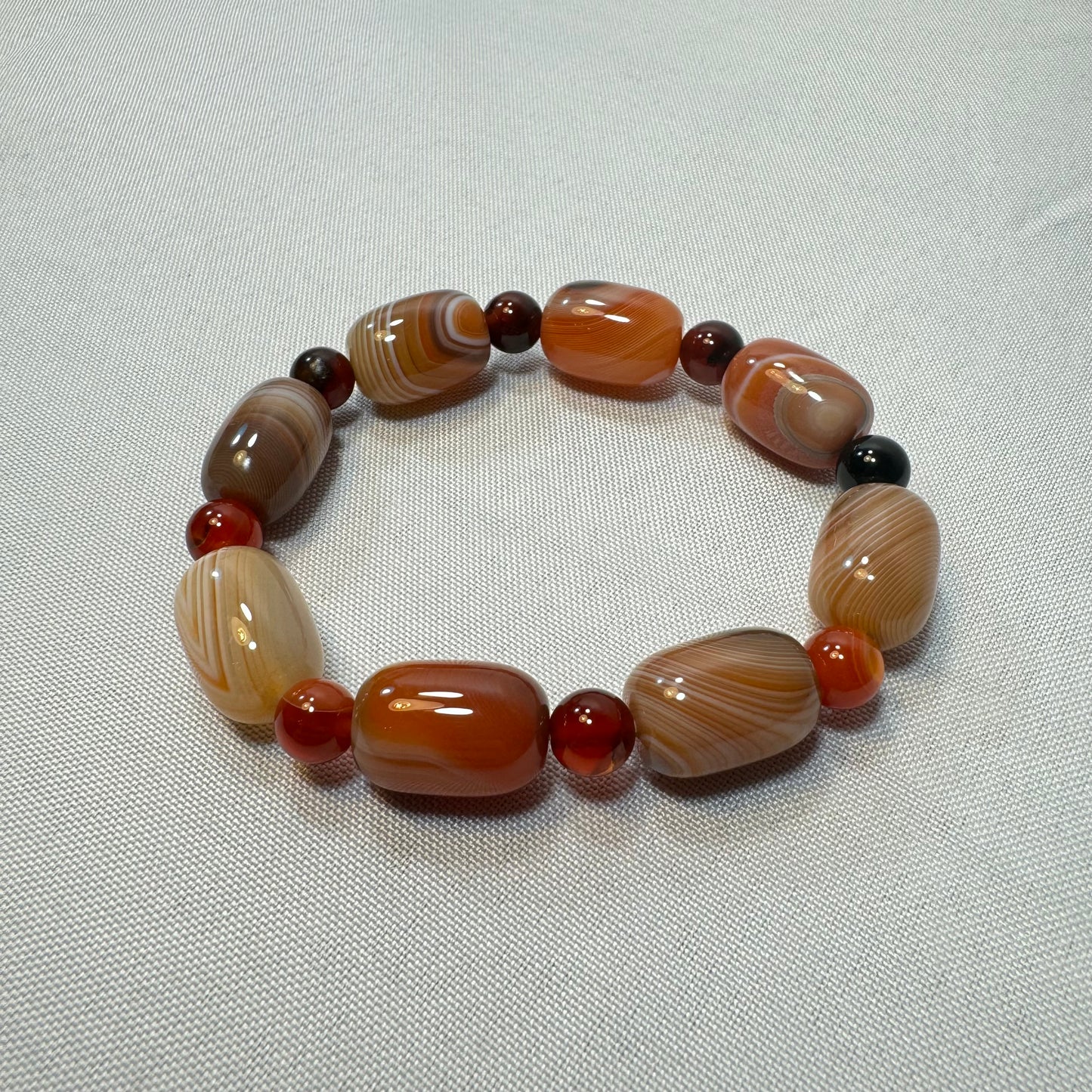 Carnelian (Barrel Cut) Stretch Bracelet