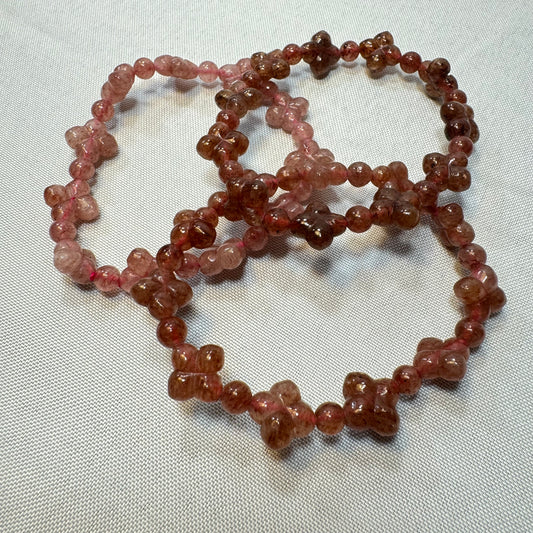 Strawberry Quartz (Flower Cut) Stretch Bracelet