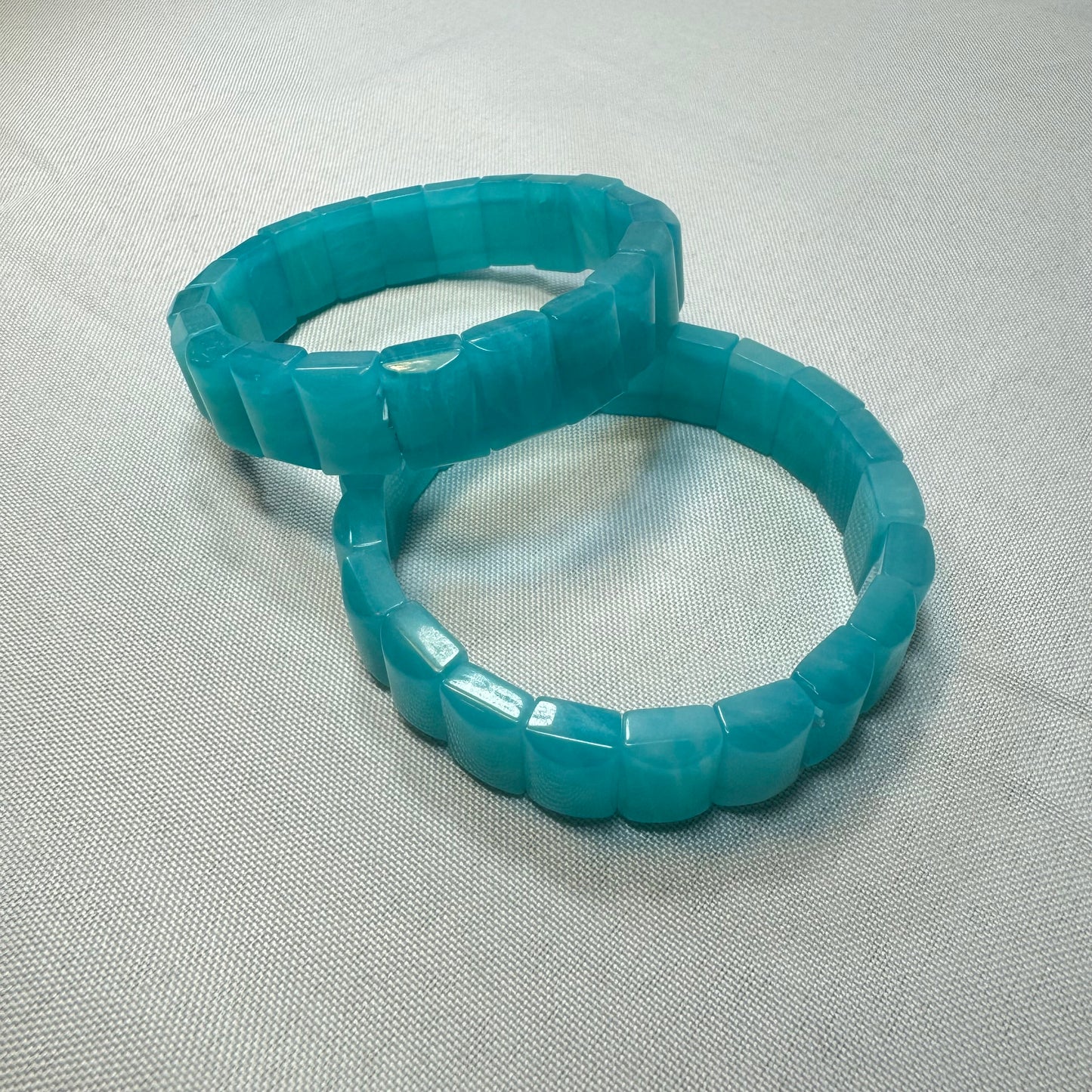 Teal Blue Lodite Soft Bangle Stretch Bracelet