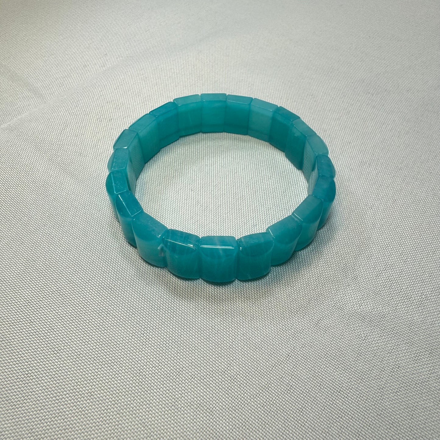 Teal Blue Lodite Soft Bangle Stretch Bracelet