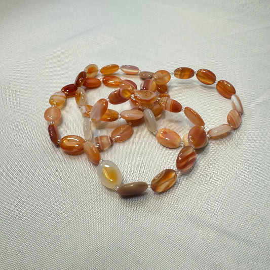 Mixed Carnelian Flat Bead Stretch Bracelet