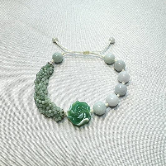 Green Jadeite Specialty Flower Bracelet