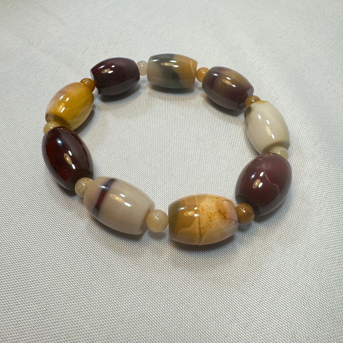 Large Mookaite Jasper (Barrel Cut) Stretch Bracelet