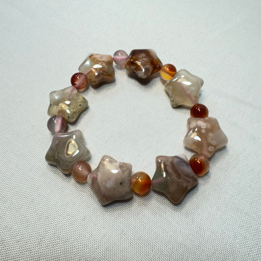 Flower Agate (Star Cut) Stretch Bracelet