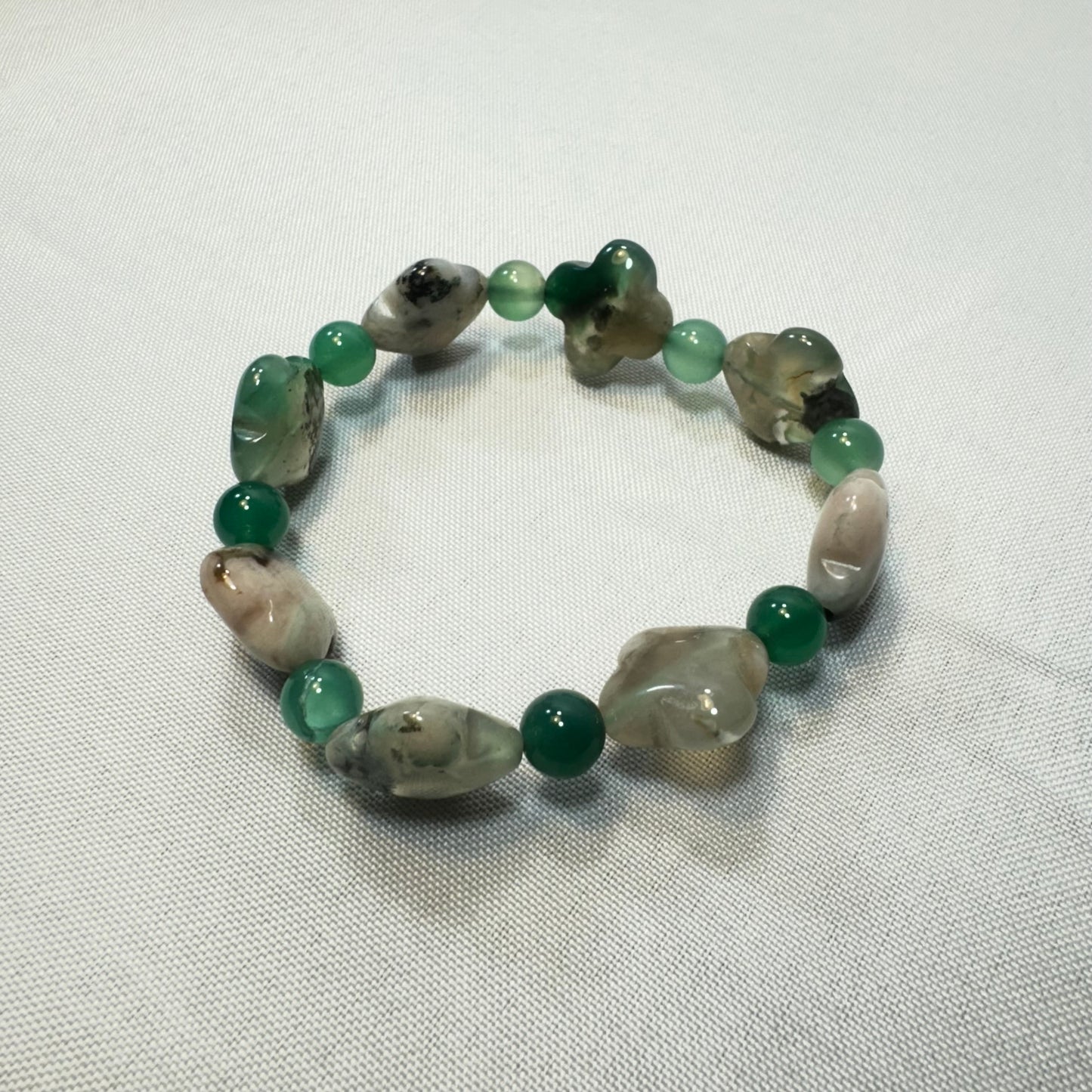 Green Moss Agate (Star Cut) Stretch Bracelet