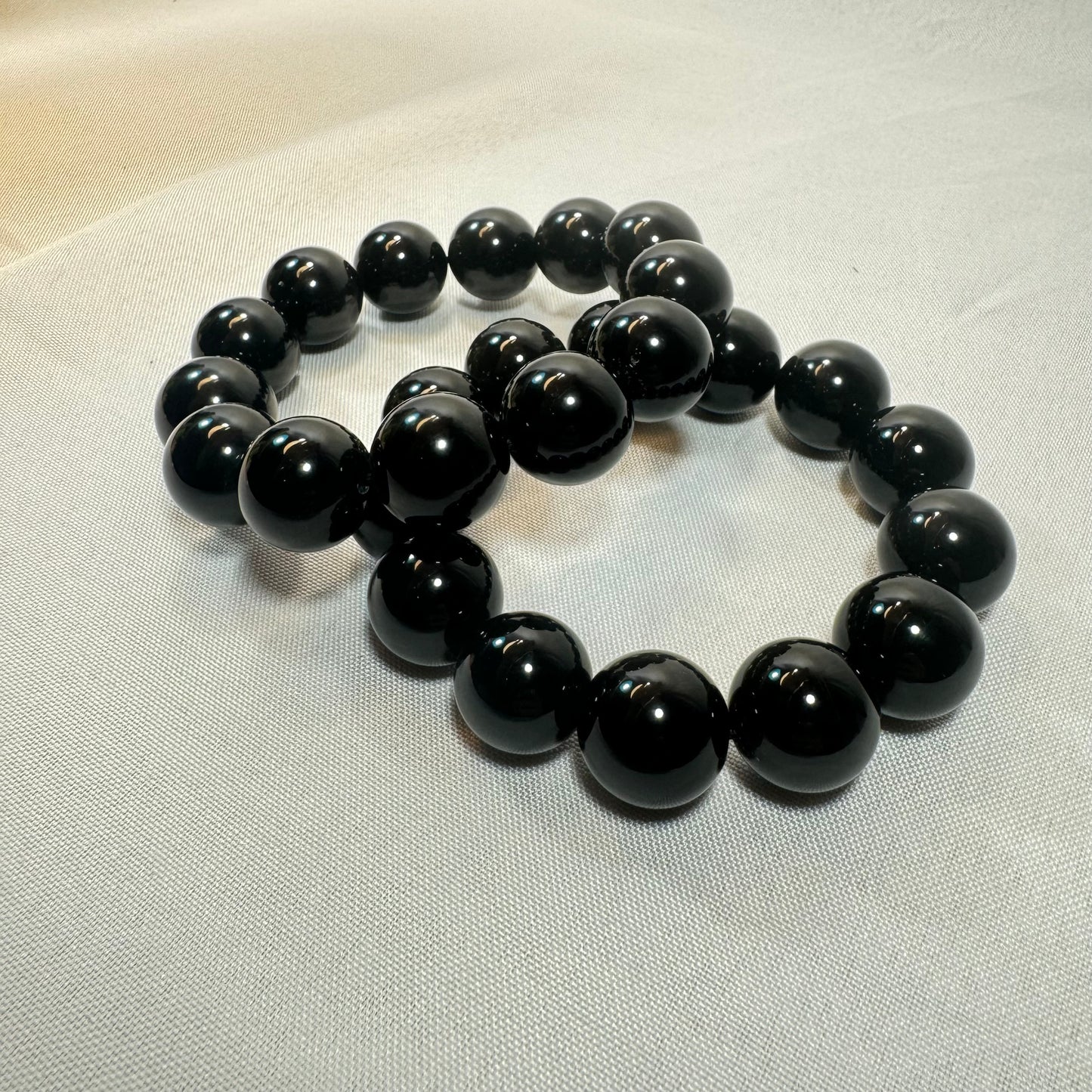 Black Onyx (Large Beads) Stretch Bracelet