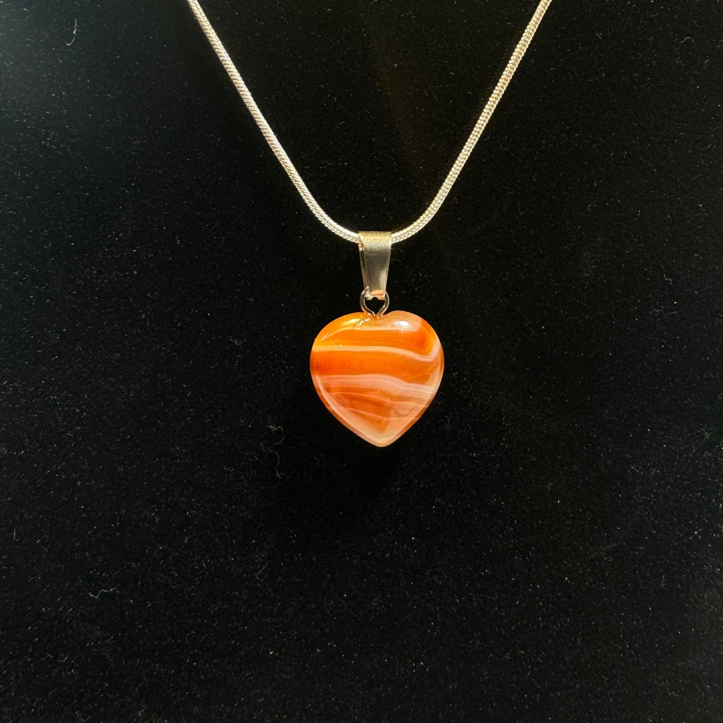 Carnelian Agate Heart Pendant Necklace