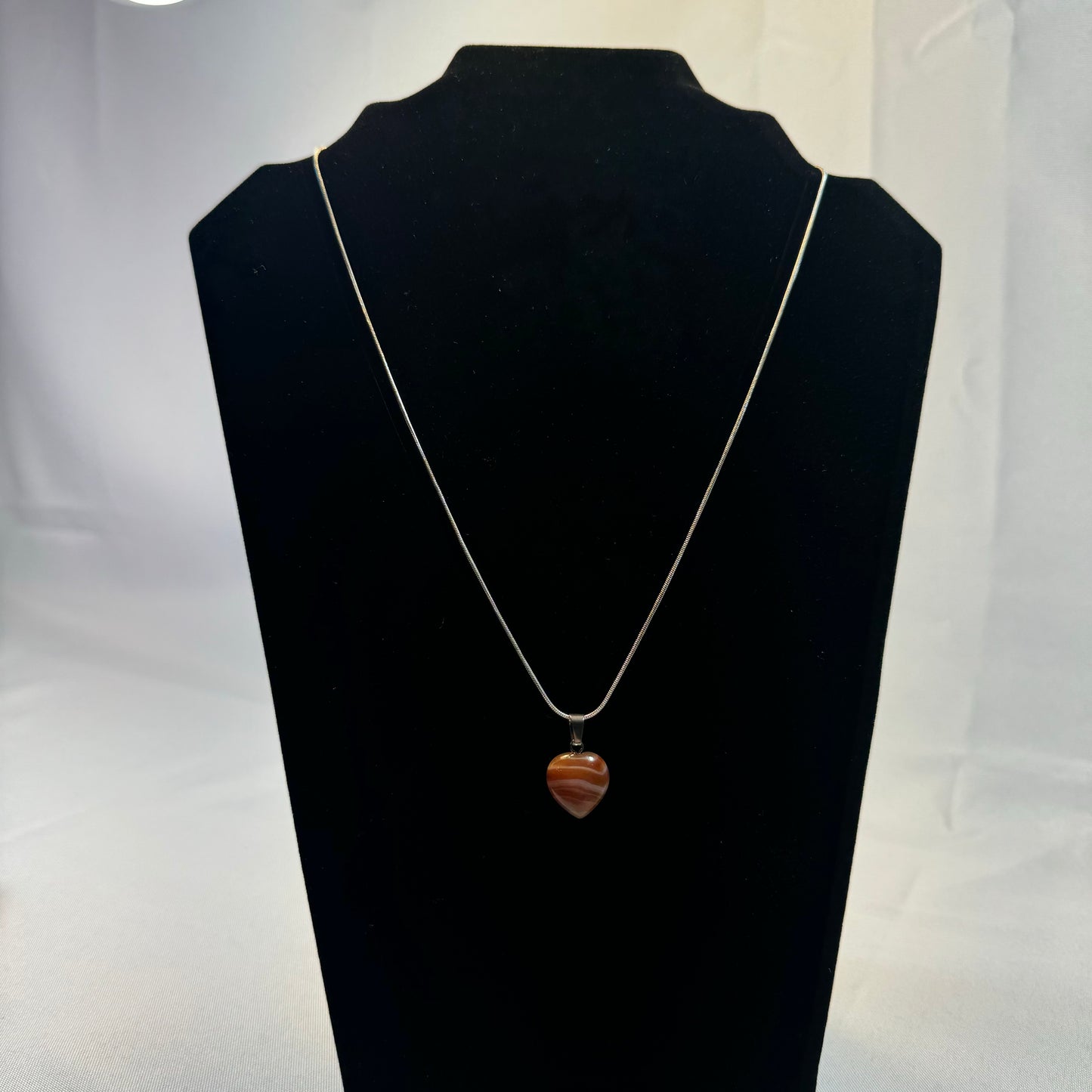 Carnelian Agate Heart Pendant Necklace