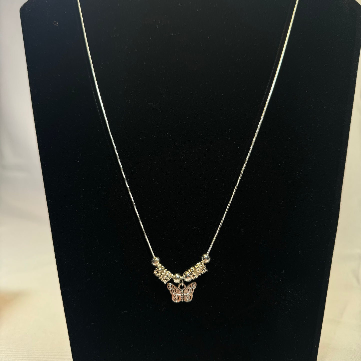 Sliver Butterfly Pendant Necklace