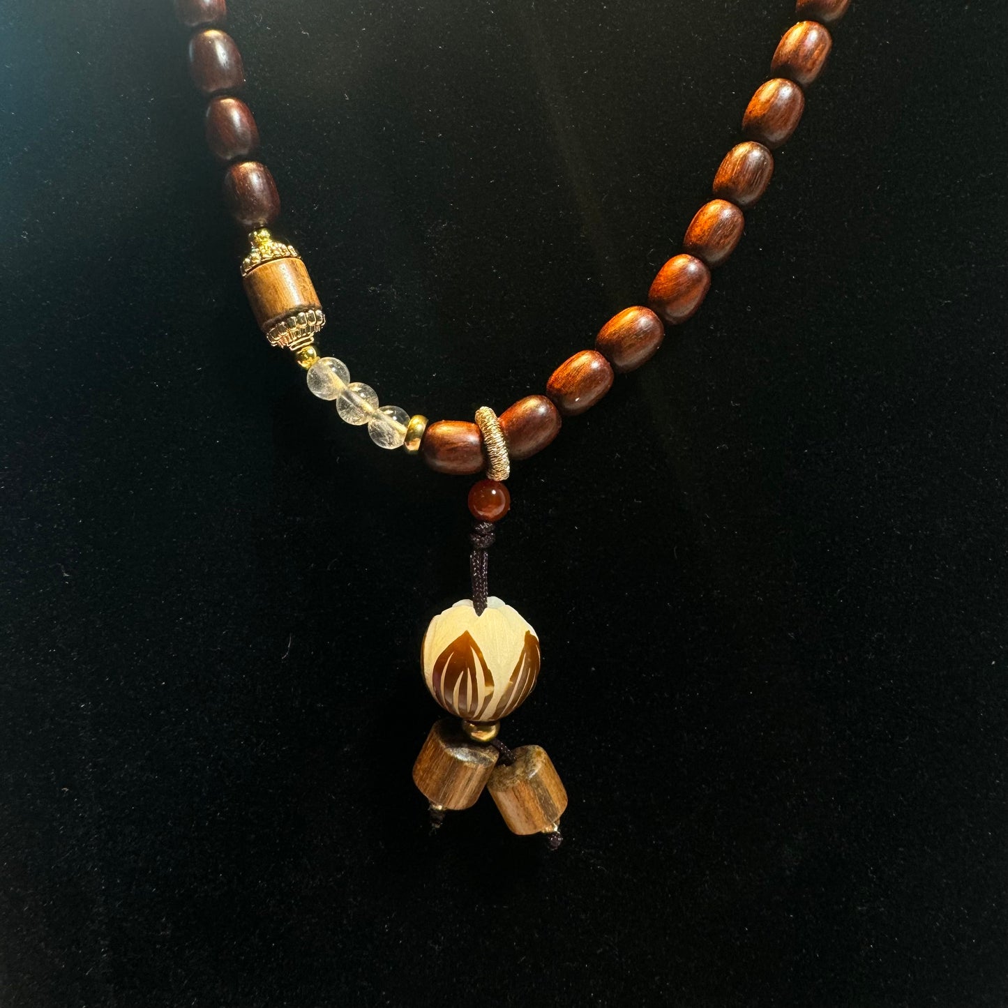 Red Sandalwood Mala Beaded Necklace