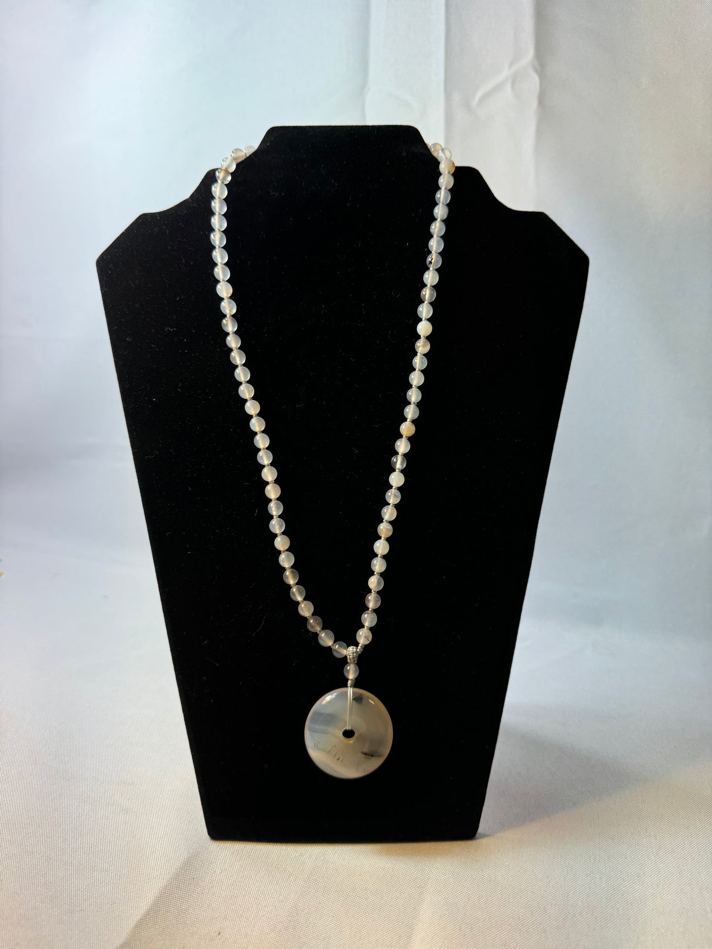 Large Gray Agate Donut Necklace