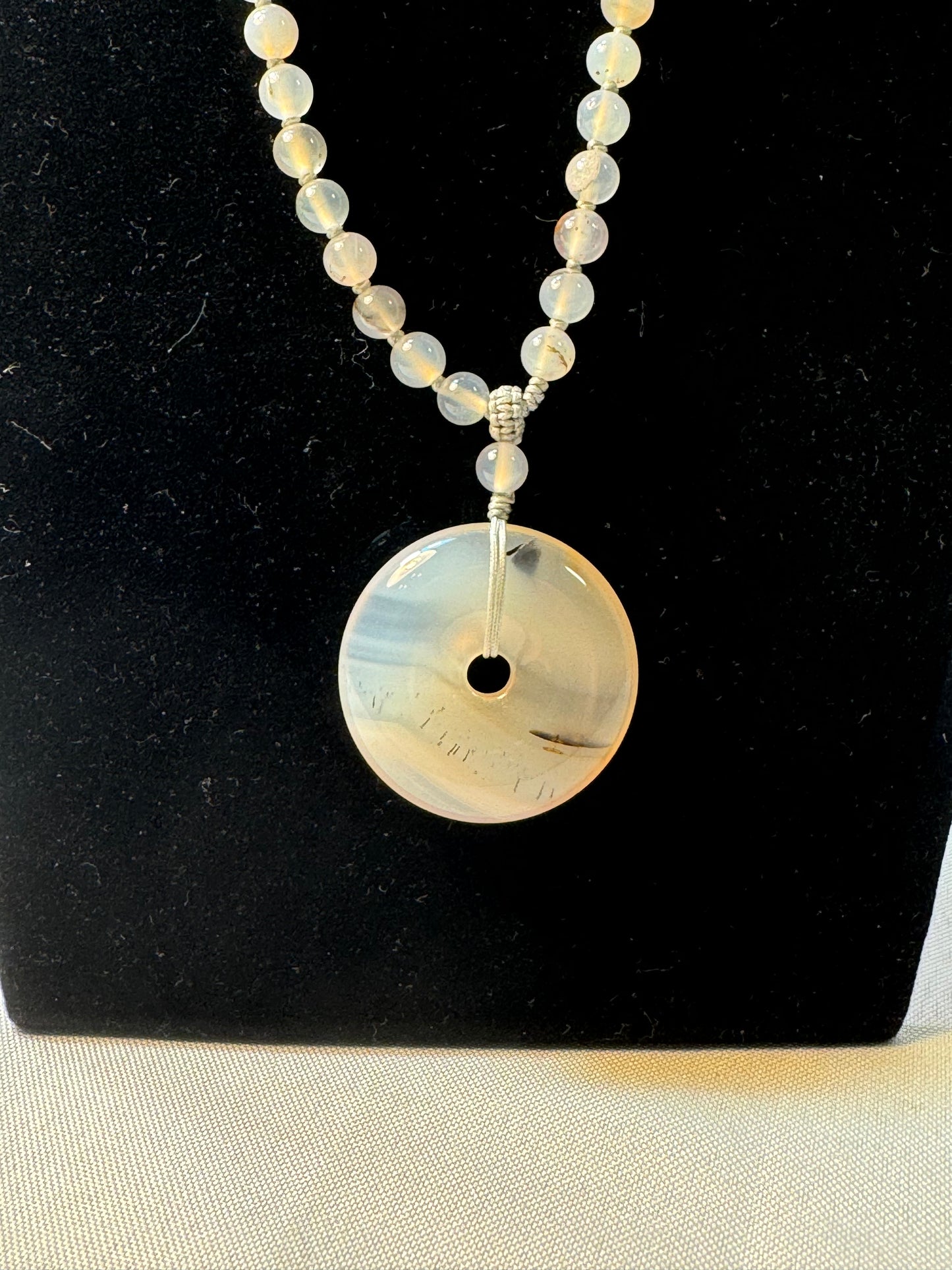 Large Gray Agate Donut Necklace