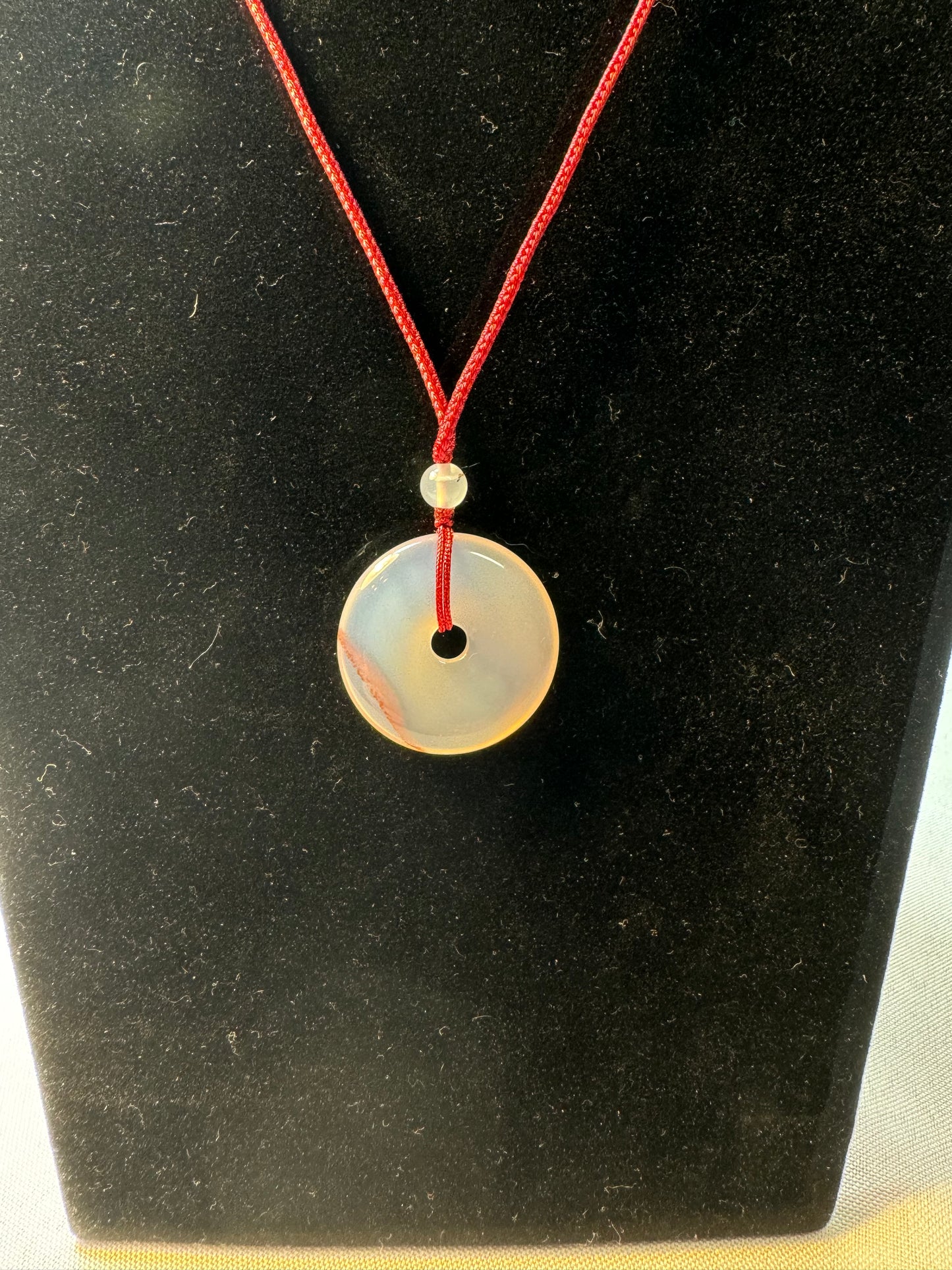 White Jade Donut Pendant Necklace