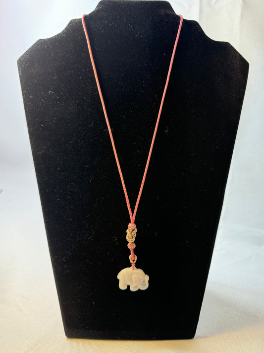 White Jade Elephant Necklace