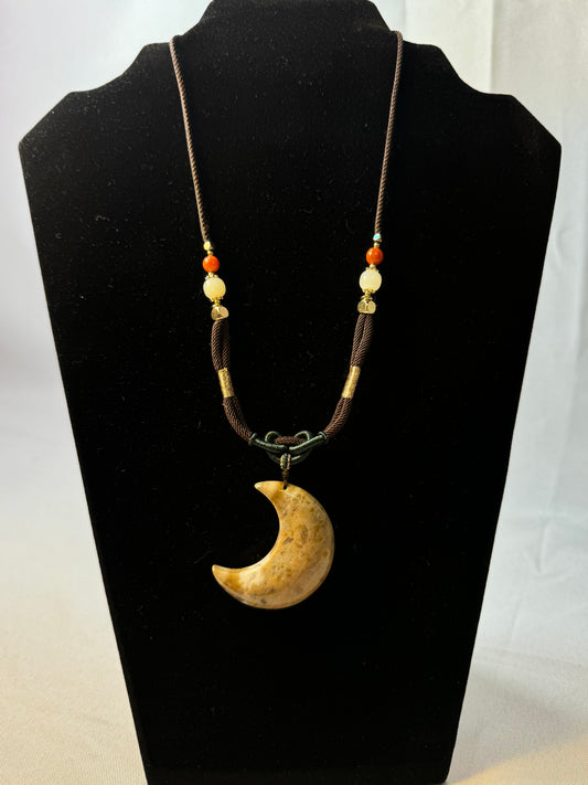 Moonstone Moon Necklace