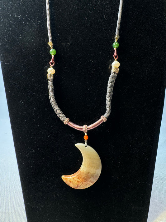 Moonstone Moon Pendant Necklace