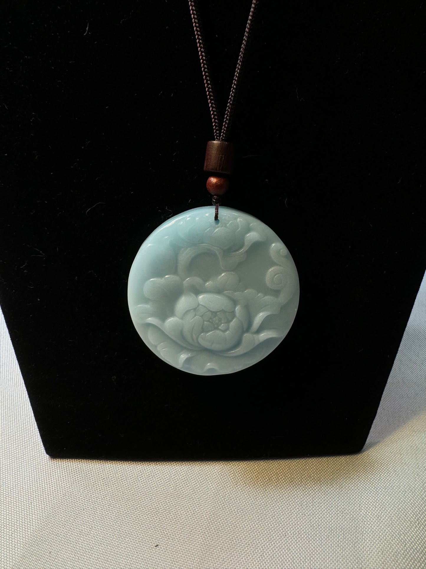 Baby Blue Jade Lotus Necklace