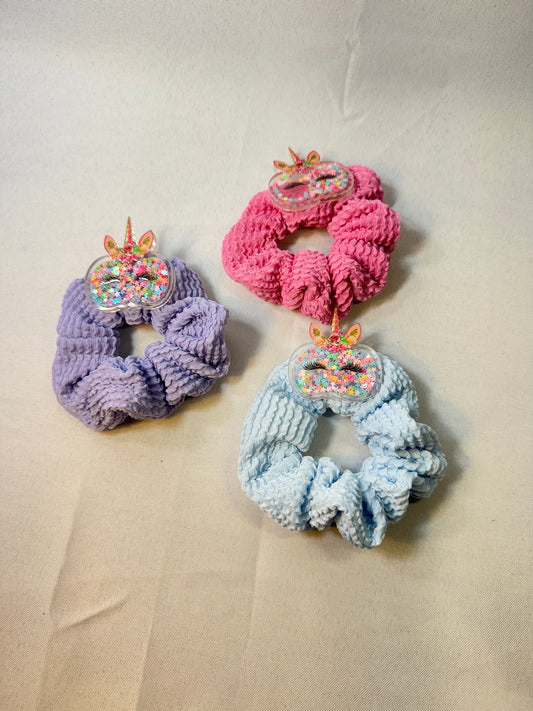 Rainbow Unicorn Corduroy Scrunchies