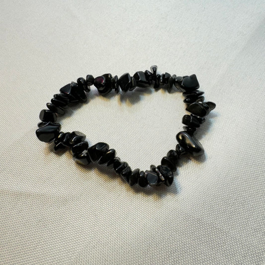 Obsidian Chip Stretch Bracelet